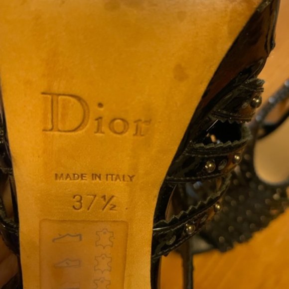 Dior Black Patent Leather Studded Strappy Bonnie Sandals Size 7/37.5 - Picture 6 of 8